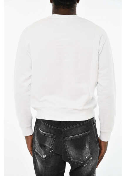 Bluze de trening DSQUARED2 Icon Cotton Crew-Neck Sweatshirt With Contrasting Print Black & White Barbati (BM 19707743) 2