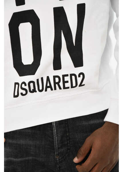 Bluze de trening DSQUARED2 Icon Cotton Crew-Neck Sweatshirt With Contrasting Print Black & White Barbati (BM 19707743) 3