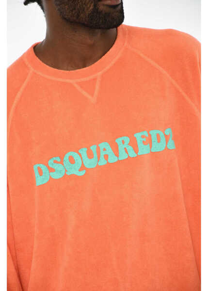 Bluze de trening DSQUARED2 Cotton Crew-Neck Sweatshirt With Logo Orange Barbati (BM 19707746) 3
