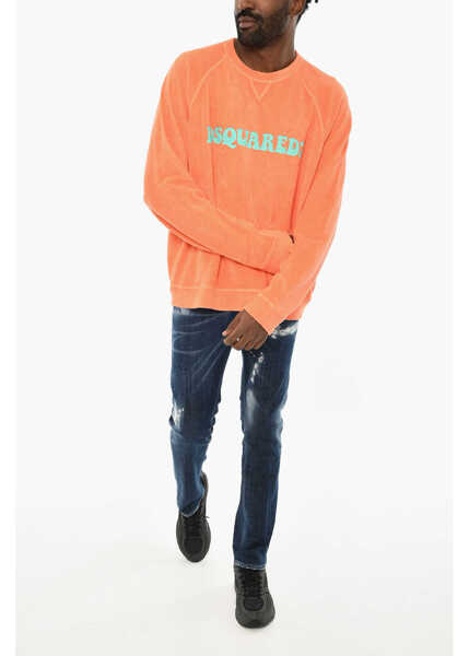 Bluze de trening DSQUARED2 Cotton Crew-Neck Sweatshirt With Logo Orange Barbati (BM 19707746) 4