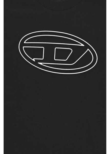 Tricouri Diesel Cotton Crew-Neck T-Shirt With Embossed Monogram Black Baieti (BM 19707749) 2