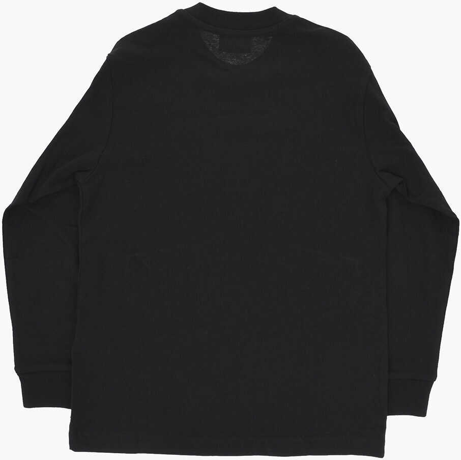 Tricouri Diesel Cotton Crew-Neck T-Shirt With Embossed Monogram Black Baieti (BM 19707749) 3