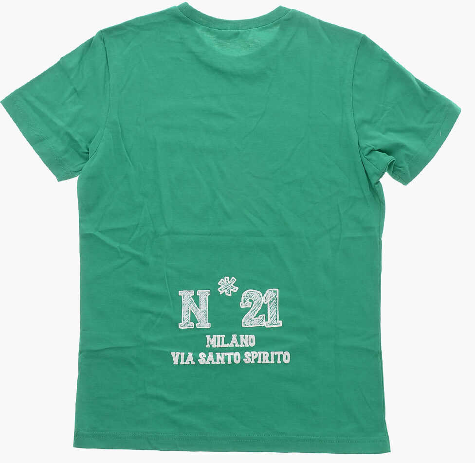 Tricouri N21 Kids Crew Neck Cotton T-Shirt With Printed Logo Green Baieti (BM 19707752) 3