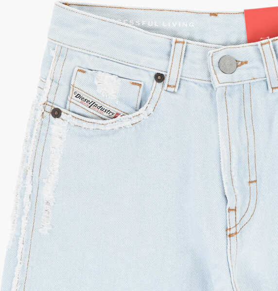 Blugi drepti Diesel Vintage Effect 2000-J Jeans With Logo Button Blue Baieti (BM 19707758) 2