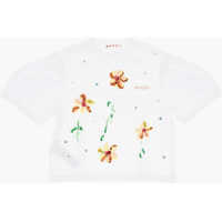 Tricouri Floral Patterned Crew-Neck T-Shirt With Sequins Details Baieti