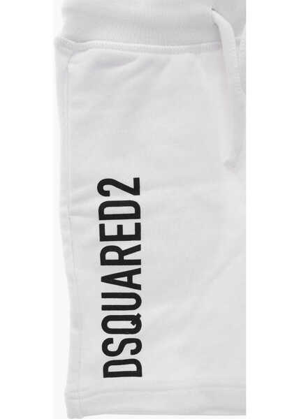 Pantaloni scurti DSQUARED2 Jersey Shorts With Printed Logo White Baieti (BM 19707764) 2