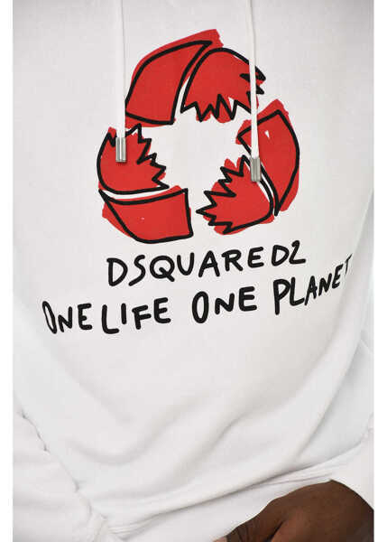 Bluze de trening DSQUARED2 Cotton Hoodie With Frontal Logo White Barbati (BM 19707767) 3