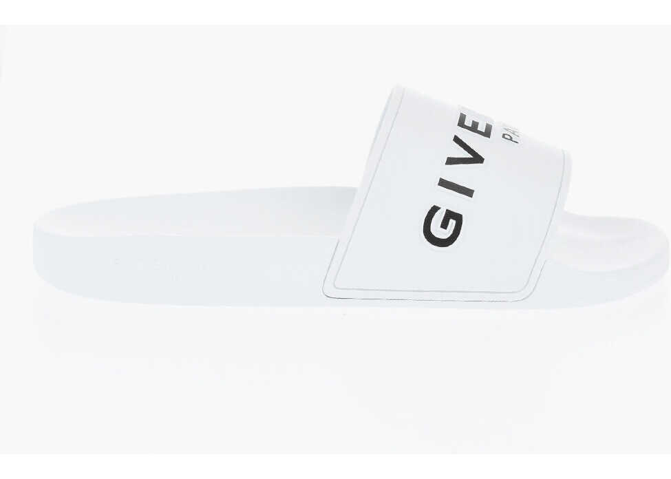 Sandale Givenchy Rubber Slide With Embossed Logo White Barbati (BM 19707845) 3