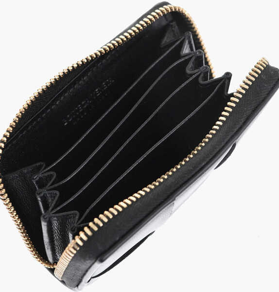 Portofele Bottega Veneta Braided Leather Card Holder With Zip Black Femei (BM 19707848) 3