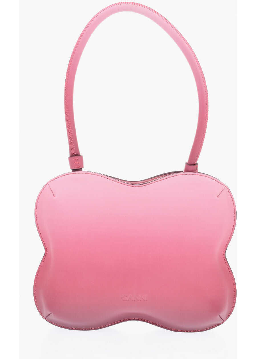 Genti de umar Ganni Degrad Leather Shoulder Bag With Embroidered Logo Pink Femei (BM 19707854) 3