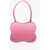 Ganni Degrad&egrave; Leather Shoulder Bag With Embroidered Logo Pink