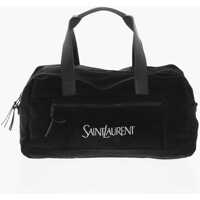 Genti de voiaj de mana Solid Color Duffle Bag With Embroidered Logo And Leather Tri Barbati