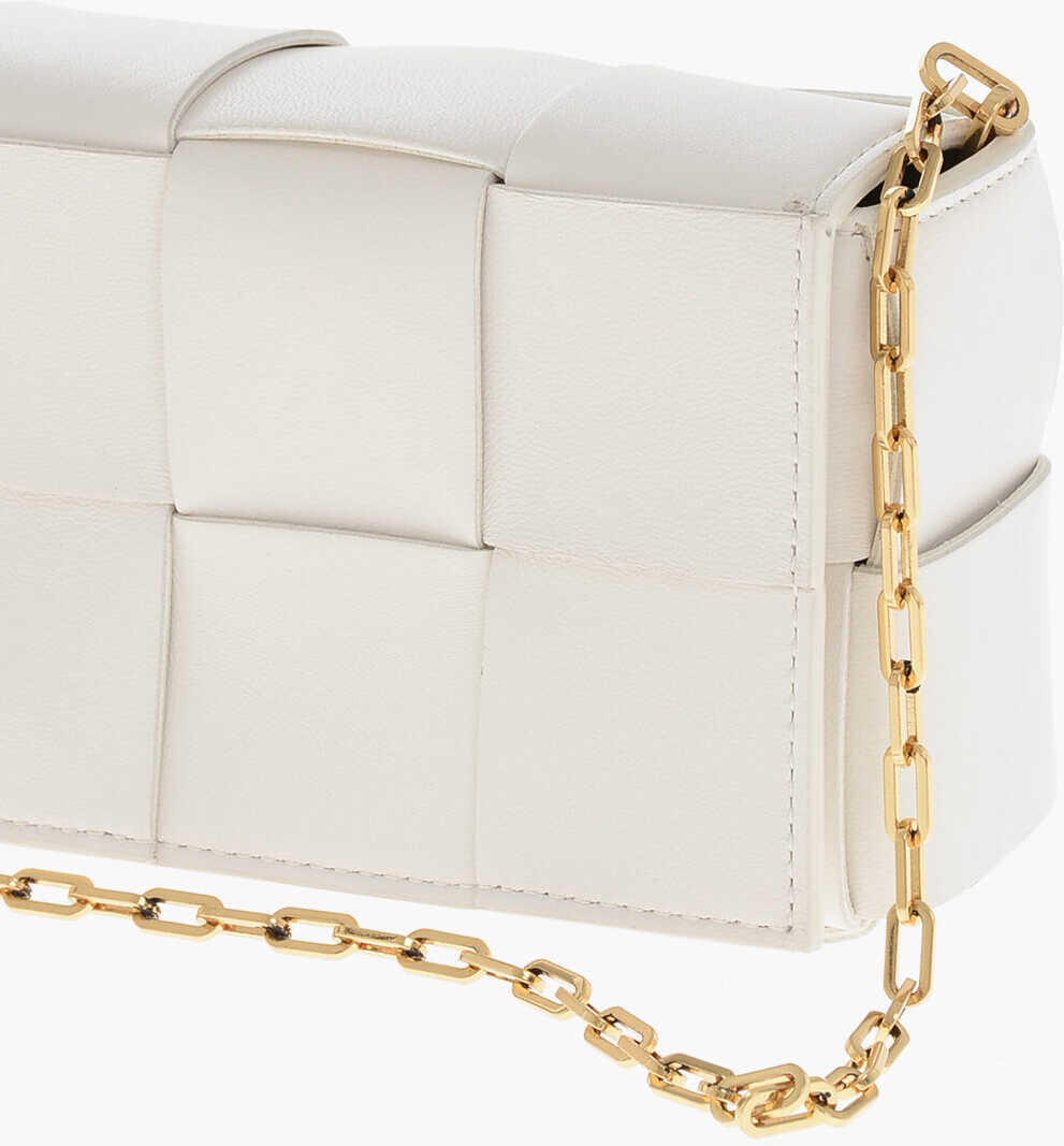Genti de umar Bottega Veneta Braided Leather Rectangular Bag With Chain Black & White Femei (BM 19707866) 3