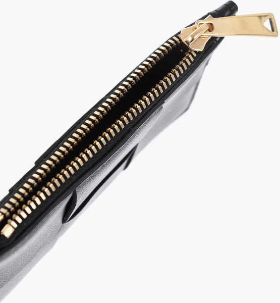 Portofele Bottega Veneta Braided Leather Card Holder With Zip Black Femei (BM 19707872) 3