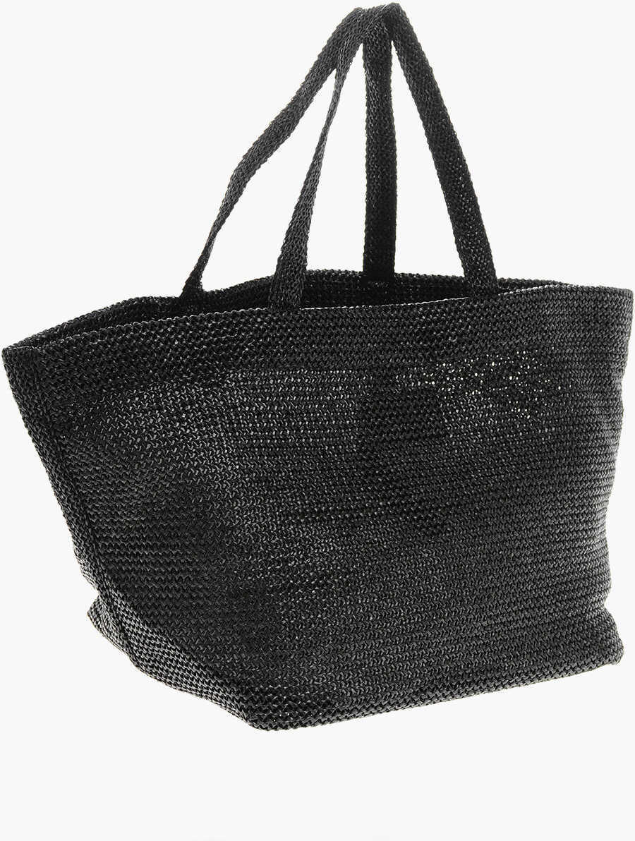 Genti de mana Alexander Wang Synthetic Raffia Punch Xl Tote Bag With Tone-On-Tone Logo Black Femei (BM 19707878) 2