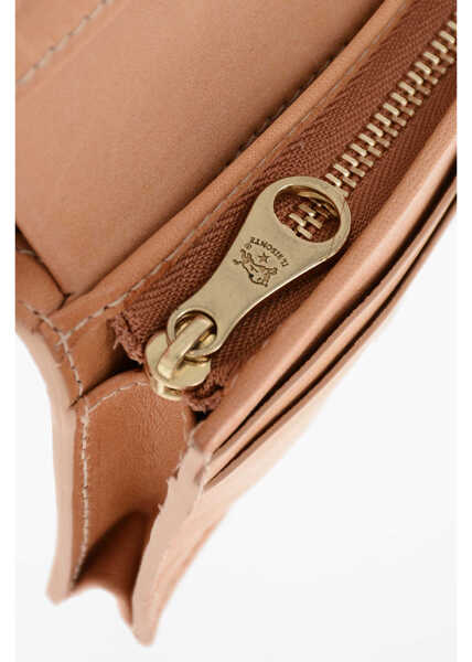 Portofele IL BISONTE Textured Leather Wallet With Zip Brown Femei (BM 19707920) 4