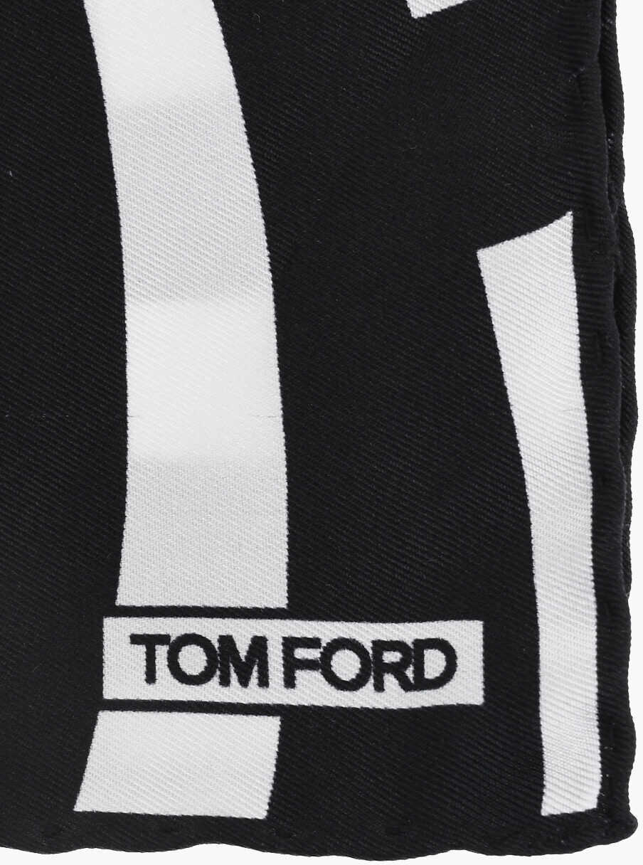 Esarfe Tom Ford Two-Tone Patterned Silk Foulard Black & White Barbati (BM 19707929) 2