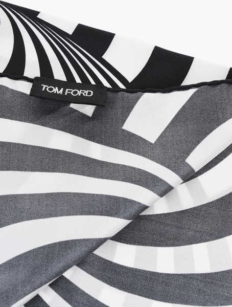 Esarfe Tom Ford Two-Tone Patterned Silk Foulard Black & White Barbati (BM 19707929) 3