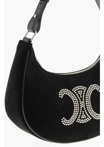 Genti de umar Cline Velvet Hobo Ava Bag With Rhinestone Monogram Black Femei (BM 19707938) 3