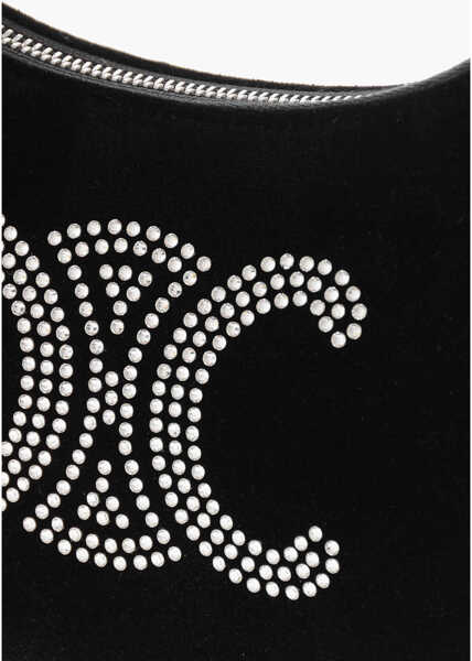 Genti de umar Cline Velvet Hobo Ava Bag With Rhinestone Monogram Black Femei (BM 19707938) 4