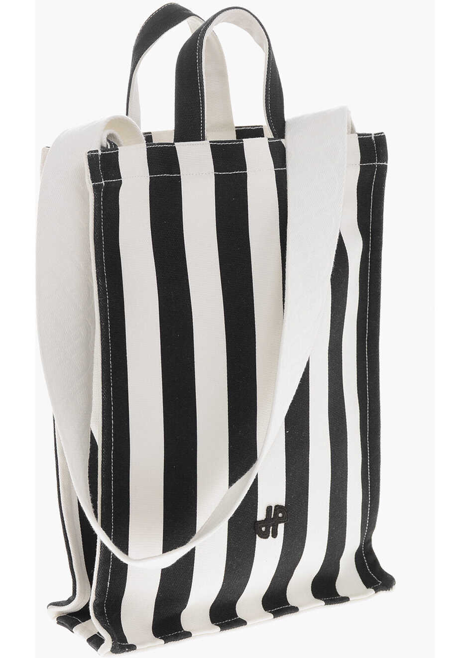 Genti de mana Patou Canvas Tote Bag With Awning Stripe Motif Black & White Femei (BM 19707947) 3