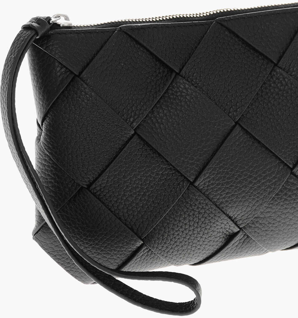 Genti de mana Bottega Veneta Braided Leather Pouch With Zip Black Barbati (BM 19707950) 3