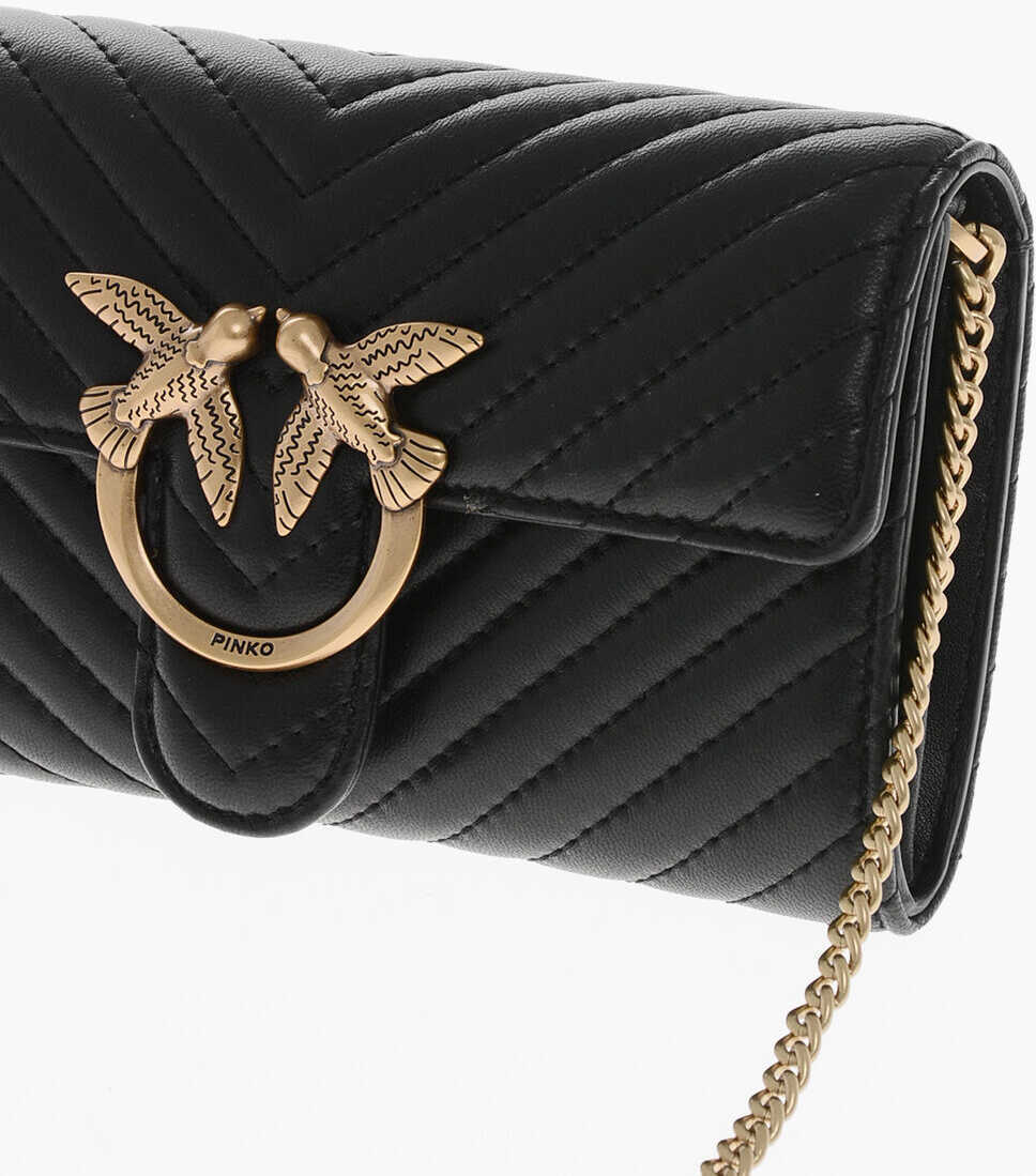 Genti de umar Pinko Quilted Leather Bag With Golden Effect Chain Black Femei (BM 19707956) 3