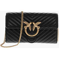 Genti de umar Quilted Leather Bag With Golden Effect Chain Femei