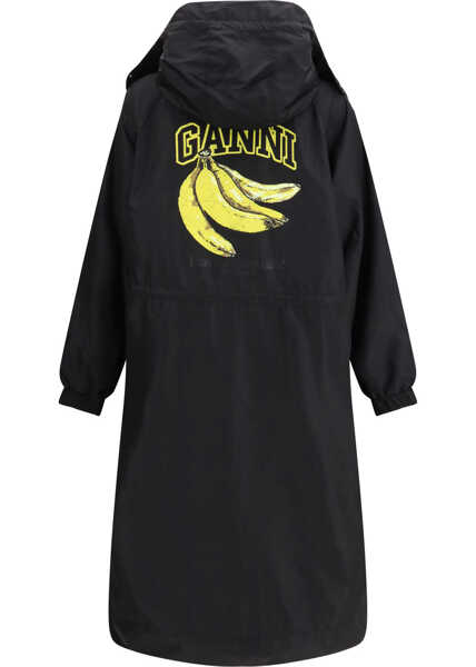 Geci Parka Ganni Flyweight banana graphic long Parka BLACK Femei (BM 19708076) 2