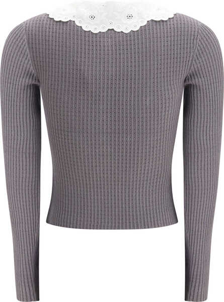 Topuri Self-Portrait Lace collar knit Top GREY Femei (BM 19708100) 2