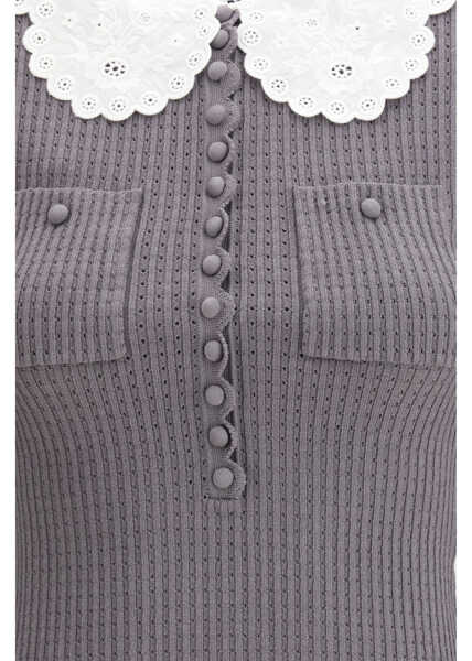 Topuri Self-Portrait Lace collar knit Top GREY Femei (BM 19708100) 3