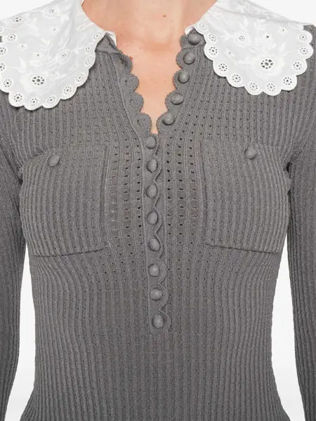 Pulovere casual Self-Portrait Lace collar knit Top GREY Femei (BM 19708100) 5