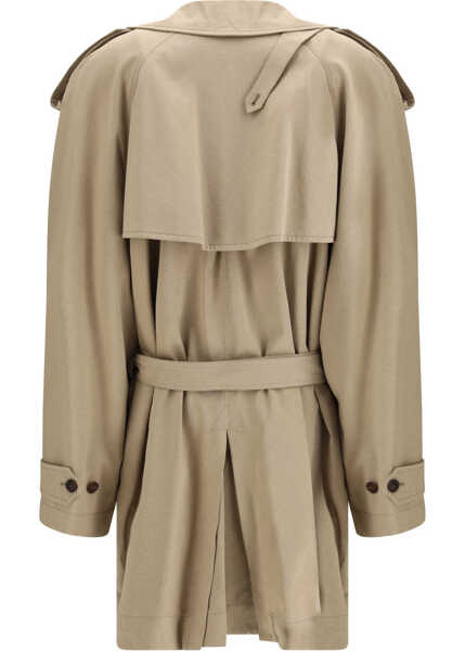 Paltoane Balenciaga Belted double-breasted Trench Coat EXPLORER BEIGE Femei (BM 19708121) 2