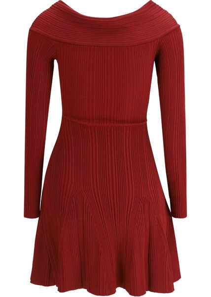 Rochii Self-Portrait Viscose knit mini Dress BURGUNDY Femei (BM 19708124) 2