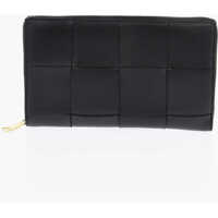 Portofele Braided Leather Card Holder With Zip Femei