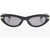 Bottega Veneta Oval Sunglasses With Golden Effect Temples Black