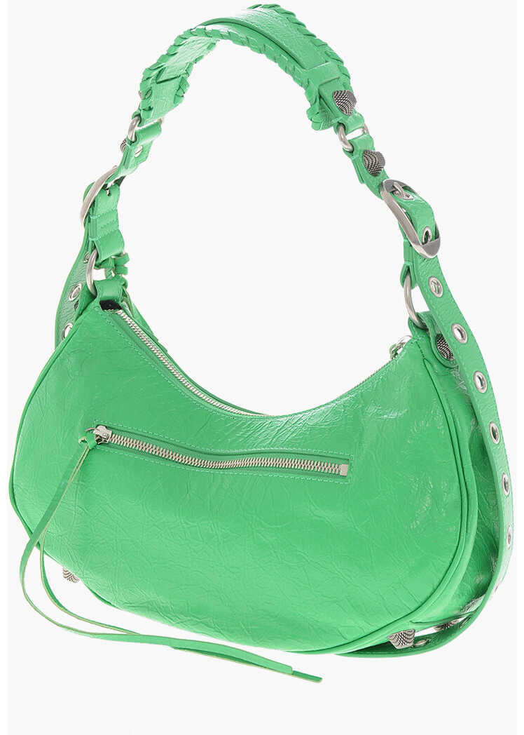 Genti de umar Balenciaga Crinkled Leather Le Cagole Shoulder Bag With Heart-Shaped Mi Green Femei (BM 19708175) 2
