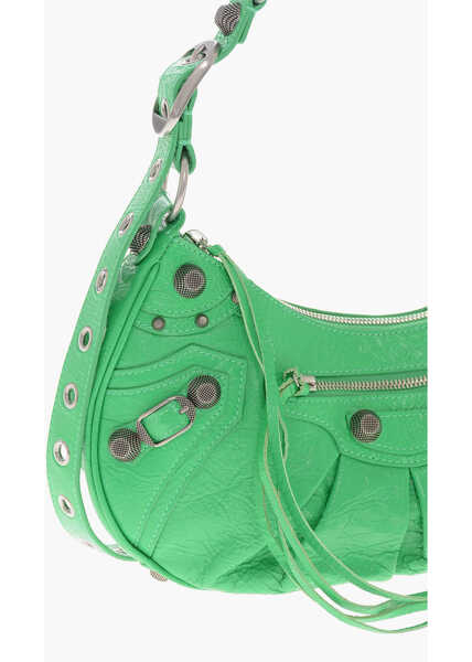 Genti de umar Balenciaga Crinkled Leather Le Cagole Shoulder Bag With Heart-Shaped Mi Green Femei (BM 19708175) 3