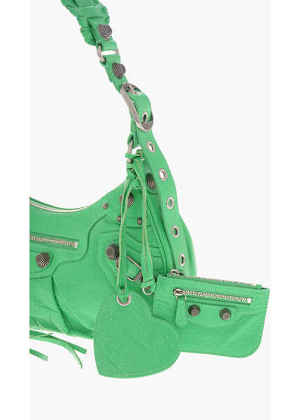 Genti de umar Balenciaga Crinkled Leather Le Cagole Shoulder Bag With Heart-Shaped Mi Green Femei (BM 19708175) 4