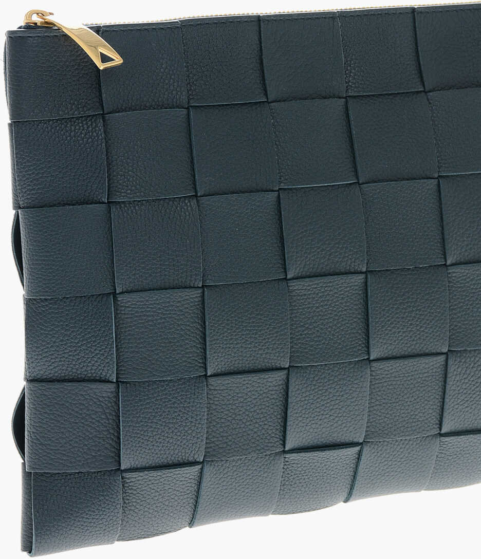 Genti de mana Bottega Veneta Braided Leather Pouch With Zip Midnight Blue Femei (BM 19708178) 3