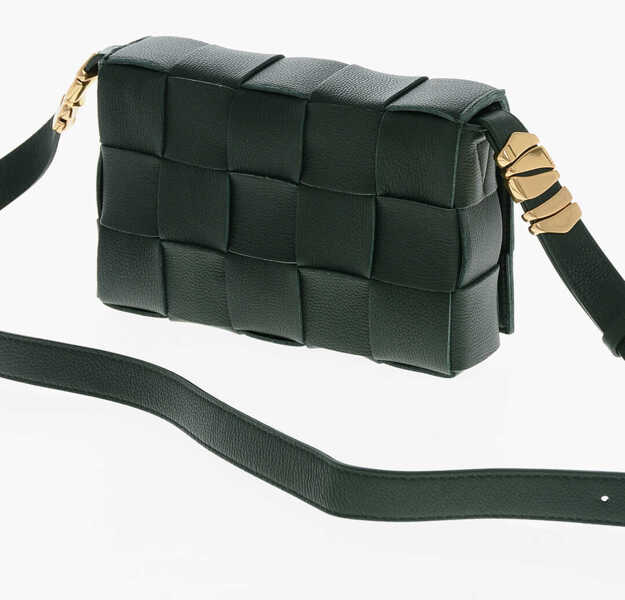 Genti de umar Bottega Veneta Braided Leather Shoulder Bag With Golden Effect Details Green Femei (BM 19708181) 2