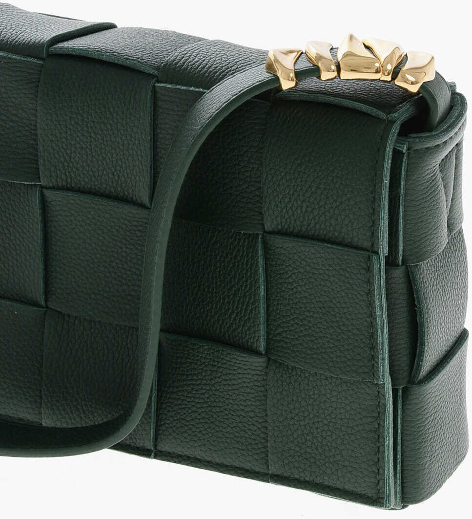 Genti de umar Bottega Veneta Braided Leather Shoulder Bag With Golden Effect Details Green Femei (BM 19708181) 3