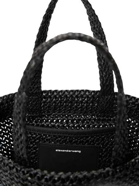 Genti de mana Alexander Wang Synthetic Raffia Punch Small Tote Bag With Embossed Logo Black Femei (BM 19708193) 4