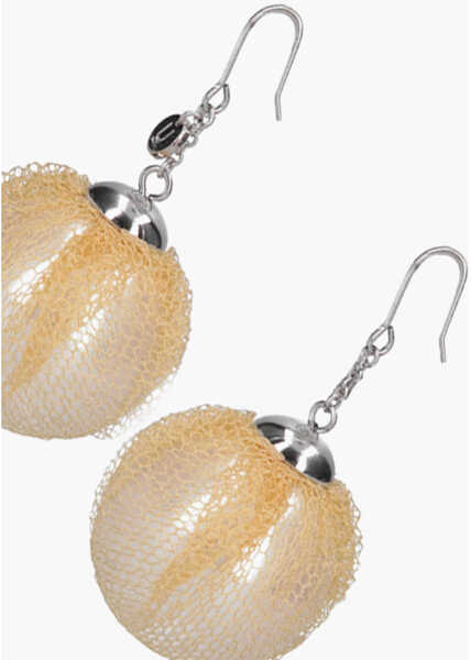 Cercei UNDERCOVER Resin Pearl Earrings With Tulle Detail Yellow Femei (BM 19708202) 3