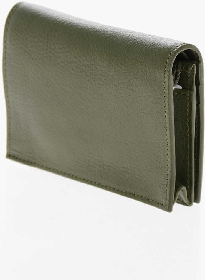 Portofele IL BISONTE Textured Leather Wallet With Zip Green Femei (BM 19708205) 2