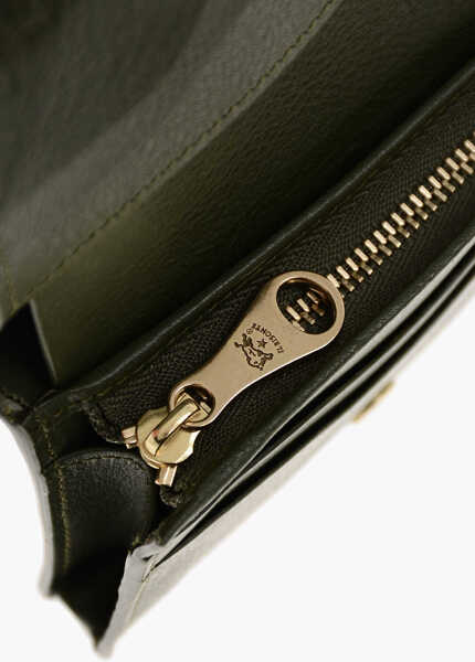 Portofele IL BISONTE Textured Leather Wallet With Zip Green Femei (BM 19708205) 4