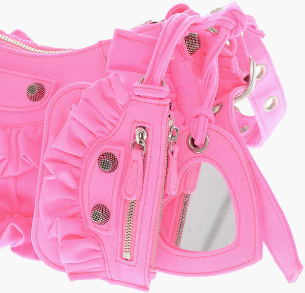 Genti de umar Balenciaga Solid Color Fabric Le Cagole Shoulder Bag With Ruffles Pink Femei (BM 19708208) 4