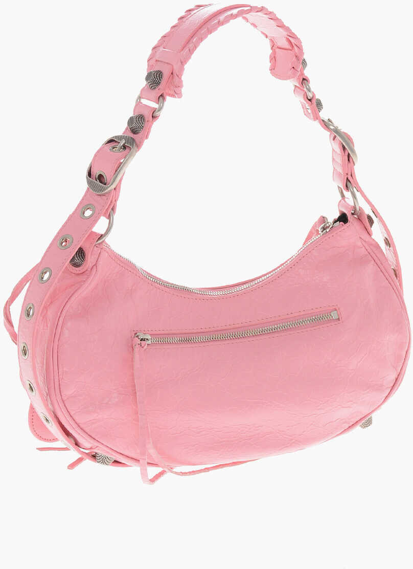 Genti de umar Balenciaga Crinkled Leather Le Cagole Shoulder Bag With Metal Details Pink Femei (BM 19708220) 2