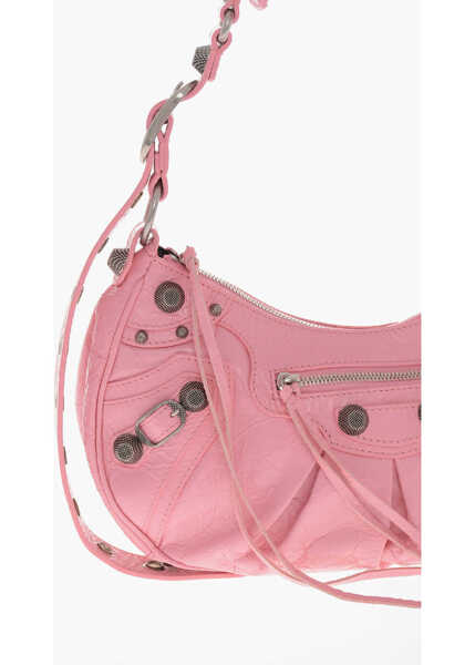 Genti de umar Balenciaga Crinkled Leather Le Cagole Shoulder Bag With Metal Details Pink Femei (BM 19708220) 3
