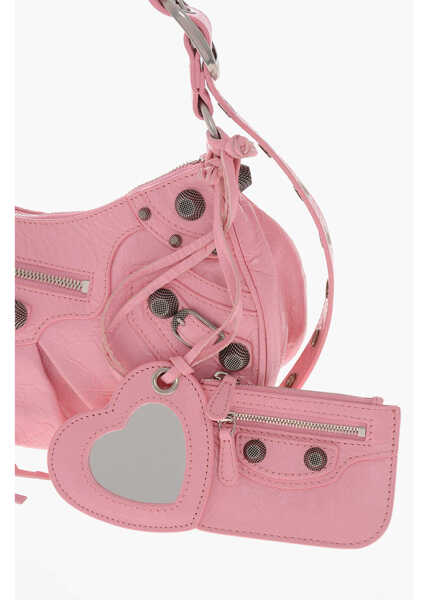 Genti de umar Balenciaga Crinkled Leather Le Cagole Shoulder Bag With Metal Details Pink Femei (BM 19708220) 4